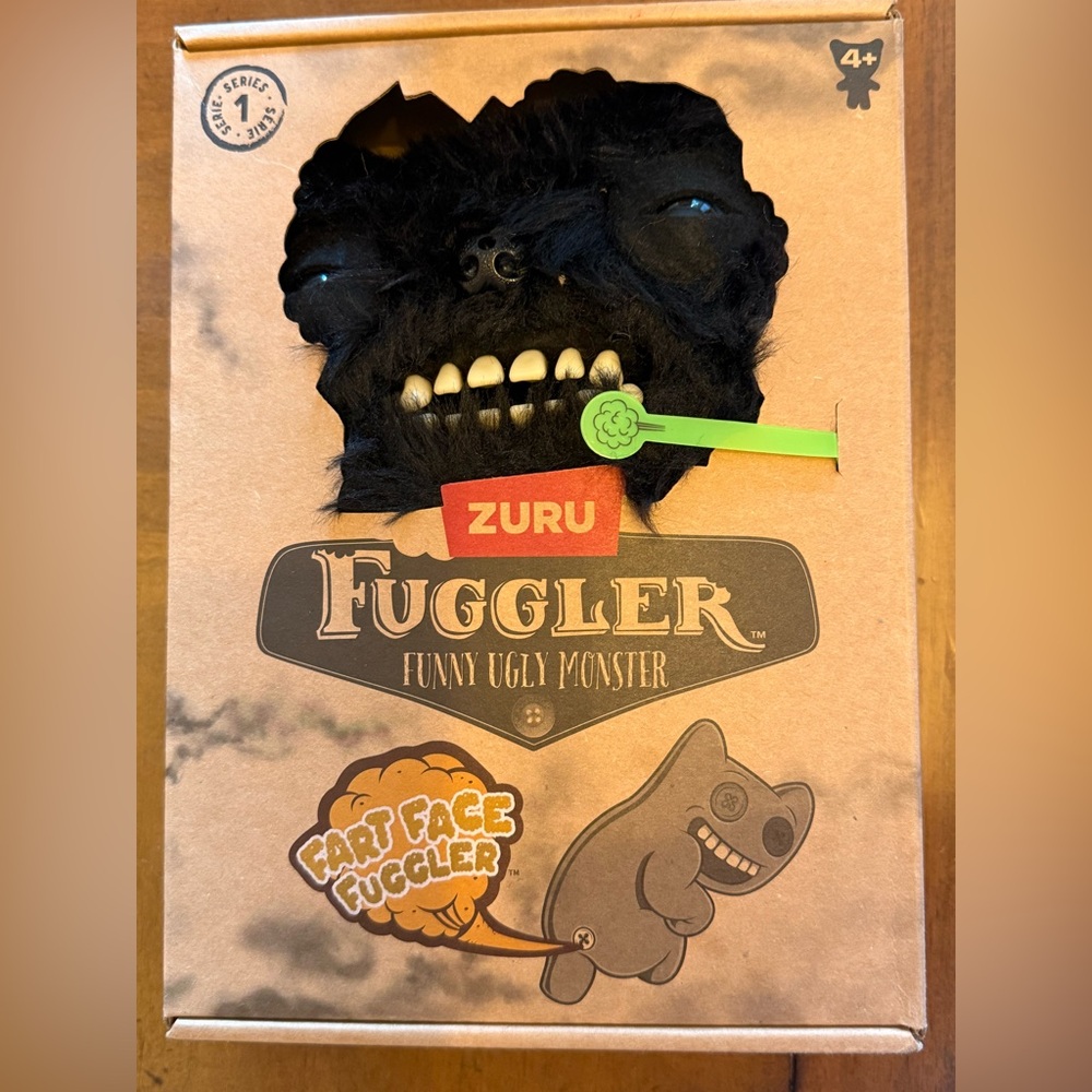 Fuggler zuru Fart Face 9” Black Munch funny ugly monster Stuffed Plush BRAND NIB - Picture 2 of 5